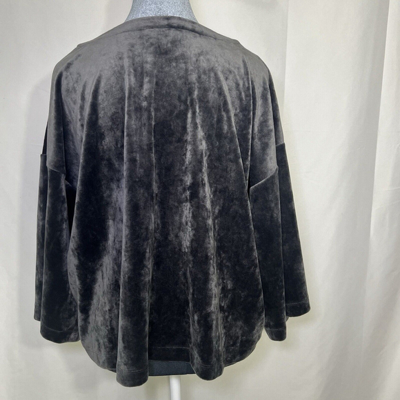 J. Jill Pure Jill Charcoal Velvet Kimono Sleeve Oversized Top Cozy Soft Size M - Picture 3 of 10